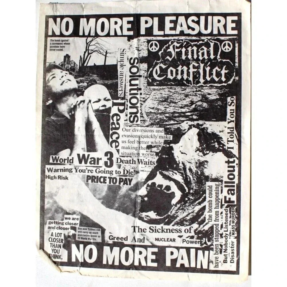 Vtg Rock Thrash Heavy Metal Band Concert Flyer - No More Pleasure Final Conflict